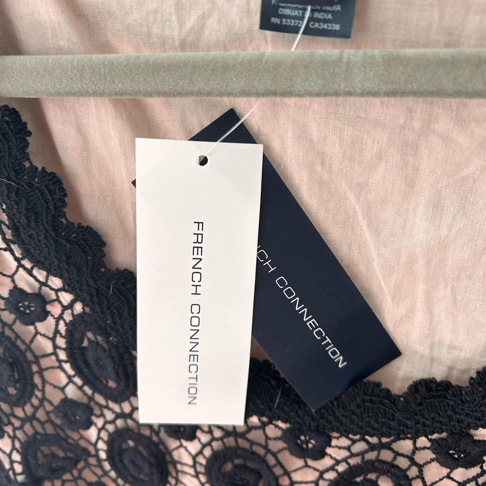 NWT FRENCH CONNECTION Black Lace Circle Pattern Mini Dress w/Full Pink Lining - Picture 8 of 12